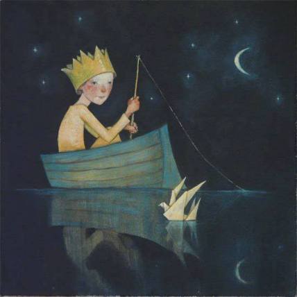 crowned child in a boat